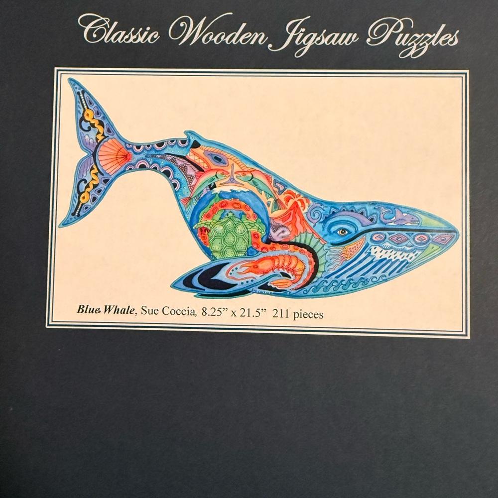 Classic Wooden Jigsaw Puzzle - Blue Whale Design - 211 Pieces